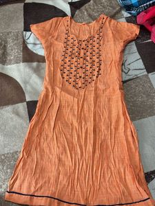Orange Embroidered Dress