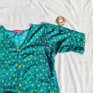 Gufrina Green Floral Printed Midi Dress