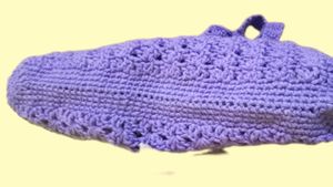 Purple Plain Crochet Tote Bag