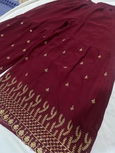 Maroon Embroidered Kurta Set