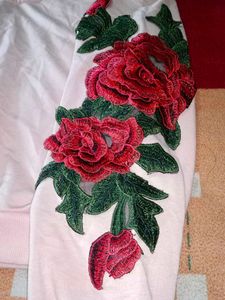 Floral Embroidered Pink Sweatshirt