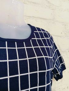 Stylish Navy &amp; White Peplum Top