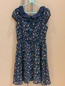 Blue Floral Peter Pan Collar Dress