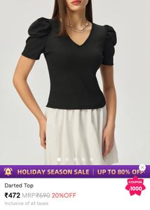 White Puff Sleeve Top -with Tag, Never Wore