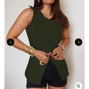 Olive Green Sleeveless Vest top
