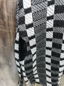 Checkered Black &amp; White Cardigan