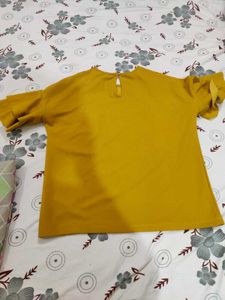 Mustard Top with Pearl Detail