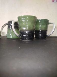 Green Ceramic Mugs (Set of 4)