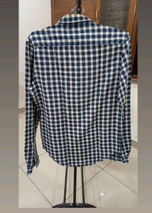 Zara Slim Fit Blue And White Check Shirt
