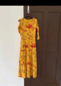 Mustard Yellow Cold Shoulder Kurti For Women