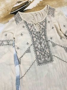 Embroidered Peasant Top