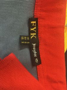 Blue &amp; Red Ribbed Crop Top