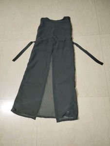 Ladies Solid Georgette Frontslit Kurta (Gray)