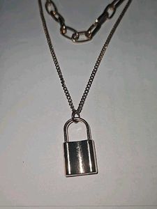 Lock Pendant Layered Chain