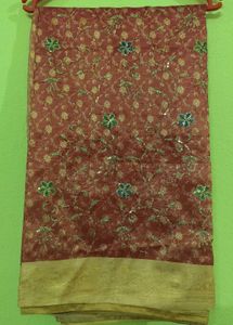 Full Sequins Saree With Banarasi Pallu and Border