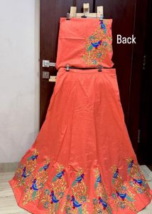Brand New Peach Silk Embroidered Lehenga Choli Set
