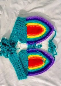 Rainbow Crochet Bikini Top