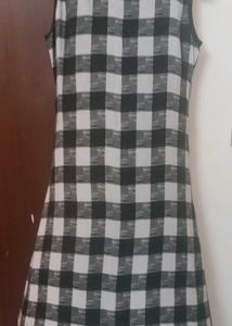 Layered Black And White Maxi dress/Long Kurthi-M