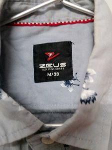 Used Zeus M Size Shirt Half Hands Floral