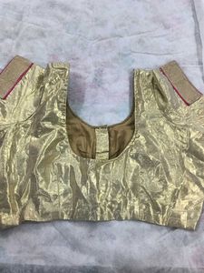 Golden Blouse With Gota Patti On Sleeves