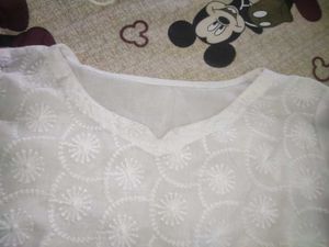 White Chickenkari Short Kurti