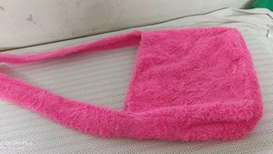 Hot Pink Fuzzy Shoulder Bag
