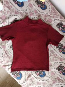 Burgundy and Purple Mock Neck Top Combo