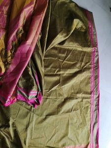 Khan Silk Blend Saree With Attached Blouse Psc