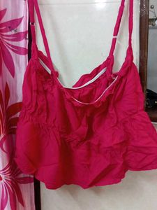 Red Spaghetti Strap Ruffle Top