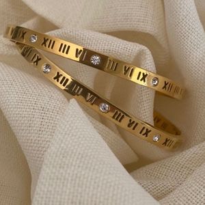 Gold Roman Numeral Bracelet Kada Anti-tarnish