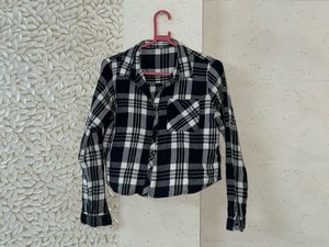 Black &amp; White Plaid Flannel Shirt