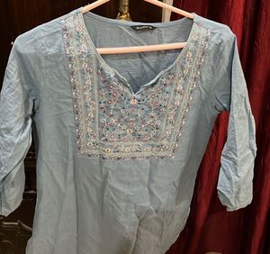 Blue Cotton Kurti