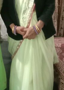 Lime Colour Chiffon Saree