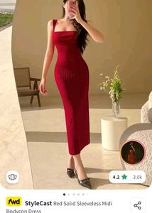 Red Bodycon Midi Dress