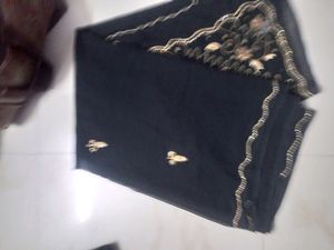Elegant Black Embroidered Saree