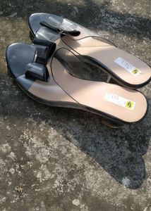 Transparent black Bow heels