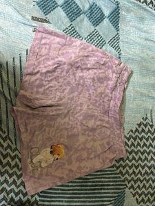 Cute Purple Panda Graphic Print Shorts – Small Siz