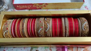 Beautiful Bride Chuda Set In Red And Cream
