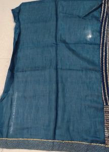 Elegant Navy &amp; Silver Foil Print Saree