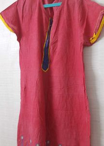 Kurta-,red ,white base with blue flowers