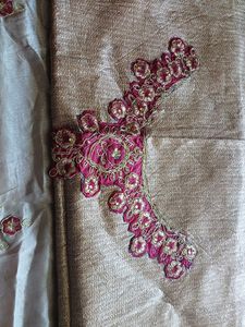 Two Tone Saree With Blouse Fabric