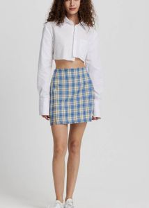 H&M Blue Checkered Skirt