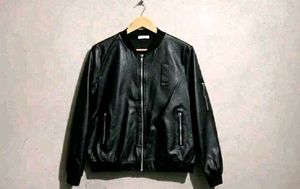 bomber faux leather jacket
