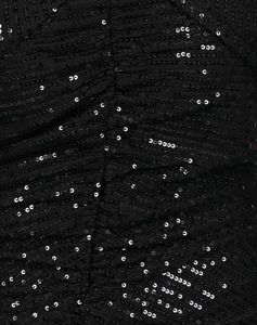 Cold Shoulder Sequined Ruched Maxi Split Dress