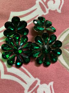 Emerald Flower Statement Earrings