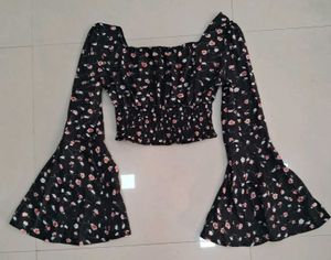 Floral Print Bell Sleeve Top