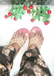 Lady Steps Red &amp; Gold Wedges