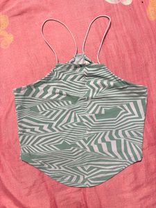 Roadster Printed Fitted Halter Top