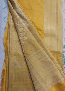 Elegant Yellow Pure Banaras Broked Saree