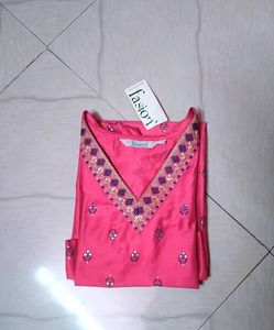 Fasioni Pink Embroidered Kurti